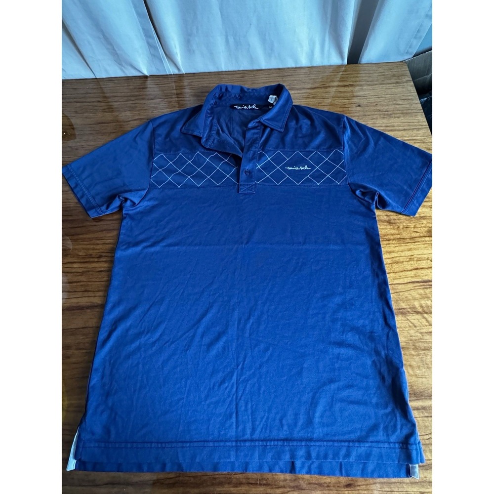 TravisMathew Mens Golf Polo Shirt Blue Argyle Diamond Embroidered Logo M